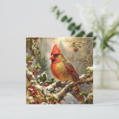 クリスマス自然の森とホリーベリー、鳥 シーズンカード (スタンド正面)