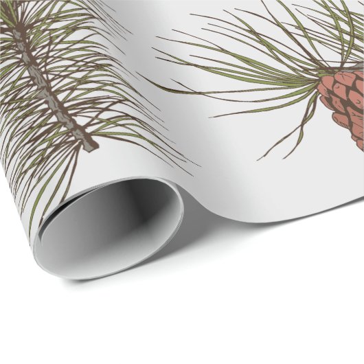 クリスマス自然をテーマにした松のコーンと枝 ラッピングペーパー (ロールコーナー)