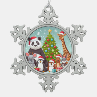 クリスマス自然動物オーナメント スノーフレークピューターオーナメント