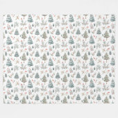 クリスマス自然素朴な雰囲気のパターン水の色 フリースブランケット (正面(横))