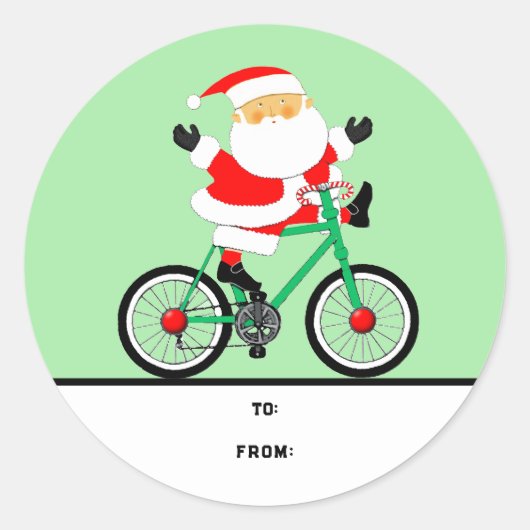 クリスマス自転車ギフトラベルクラシックラウンドステッカー ラウンドシール (正面)