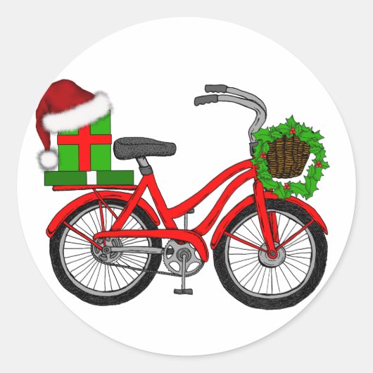 クリスマス自転車 ラウンドシール (正面)