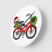 クリスマス自転車 ラウンド壁時計 (傾斜)