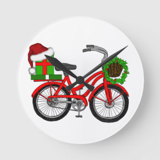 クリスマス自転車 ラウンド壁時計