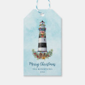 クリスマス航海のウォーターカラーライトハウス ギフトタグ (正面)