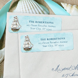 クリスマス航海の帆船差出人住所 ラベル