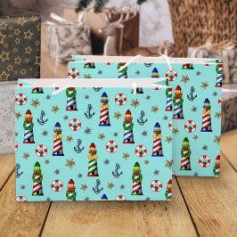 クリスマス航海の灯台 ラージペーパーバッグ