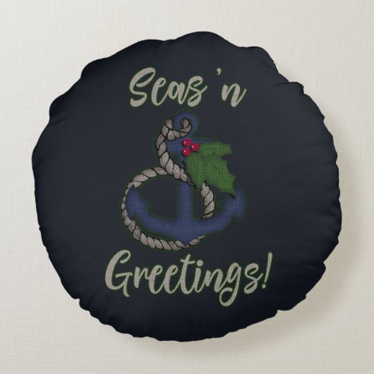 クリスマス航海の |いかりとホリー ラウンドクッション (裏面)