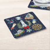 クリスマス航海の スクエアペーパーコースター (アングル)