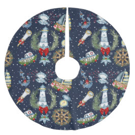 クリスマス航海の ブラッシュドポリエステルツリースカート