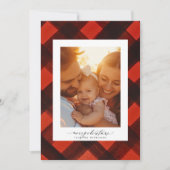 クリスマス色彩の鮮やか赤黒タータンチェックフォトフレーム シーズンカード (正面)