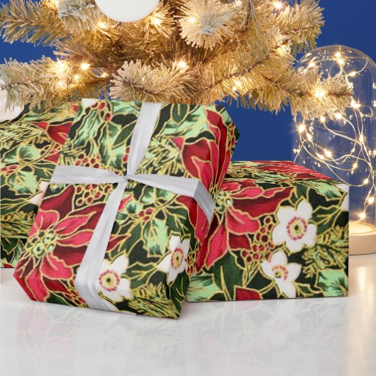 クリスマス花柄ラッピング紙 ラッピングペーパー (クリスマス)