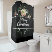 クリスマス花模様と鳥,クリスメリーサス シャワーカーテン (インサイチュ)