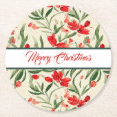クリスマス花模様ラウンド紙コースター ラウンドペーパーコースター (正面)