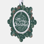 クリスマス花模様 |レッド&グリーン植物学 オーナメントカード (左)