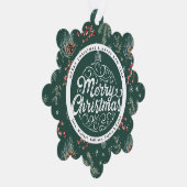 クリスマス花模様 |レッド&グリーン植物学 オーナメントカード (右)