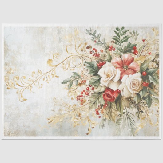 クリスマス花模様 薄葉紙 (正面)