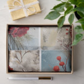 クリスマス花模様 薄葉紙 (ギフト)