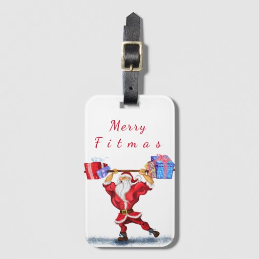 クリスマス荷物タグボディビルダーSantaギフト付き ラゲッジタグ (正面縦)