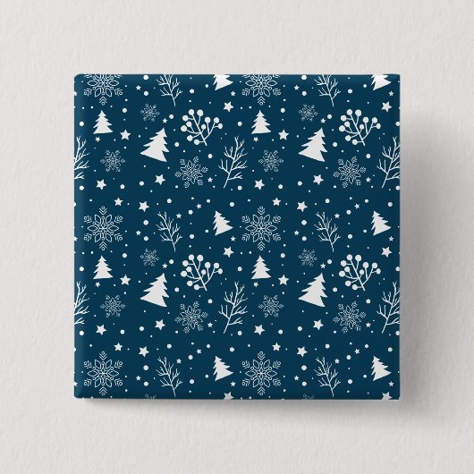 クリスマス葉と雪 缶バッジ (正面)