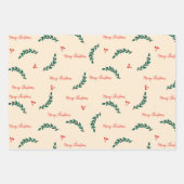 クリスマス葉のパターン ラッピングペーパーシート (正面)