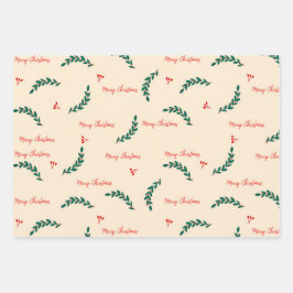 クリスマス葉のパターン ラッピングペーパーシート