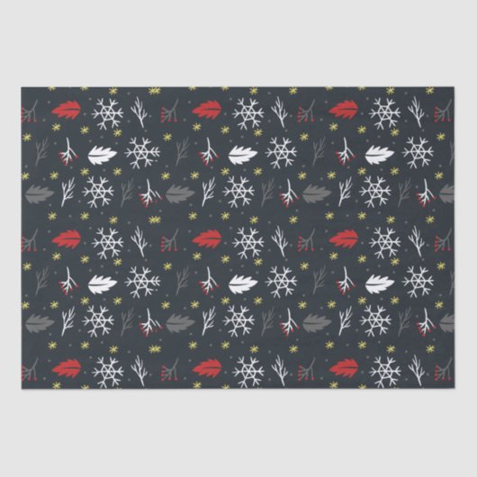 クリスマス葉の雪雪と黒 薄葉紙 (正面)