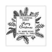 クリスマス葉スクエア差出人住所 ラバースタンプ (インプリント)