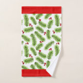 クリスマス葉パインズとベリーモノグラムの バスタオルセット (ハンドタオル)