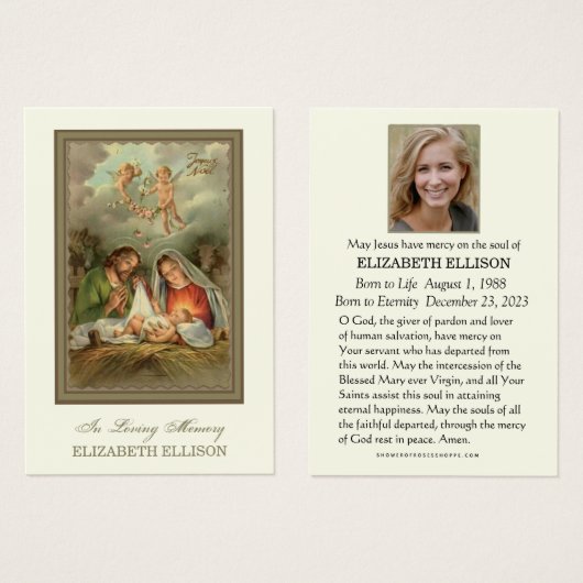 クリスマス葬儀記念祈りの言葉カード (正面&裏面)