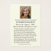 クリスマス葬儀記念祈りの言葉カード (裏面)