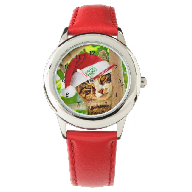 クリスマス虎猫、猫の木。 腕時計 (正面)