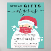 クリスマス衣服マスク安全標識サンタをマスク ポスター (正面)