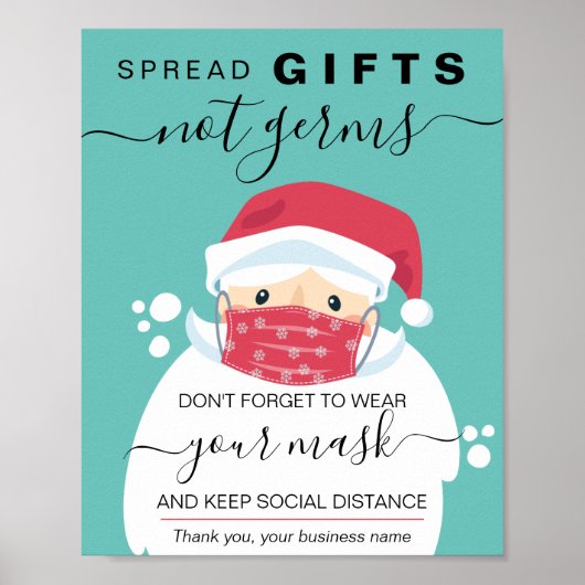 クリスマス衣服マスク安全標識サンタをマスク ポスター (正面)