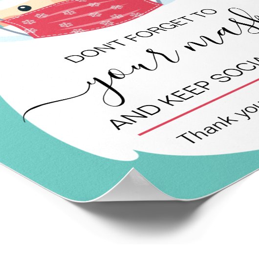 クリスマス衣服マスク安全標識サンタをマスク ポスター (角)