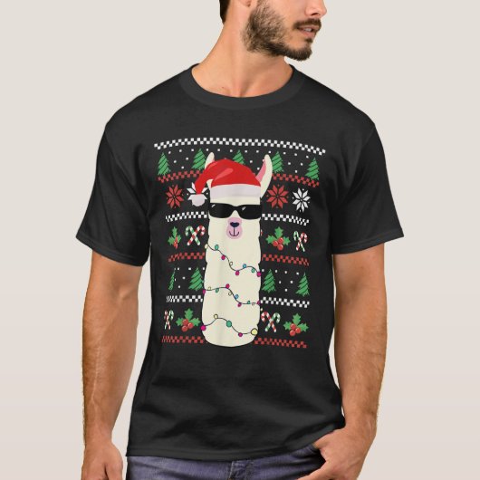 クリスマス衣装の醜いクリスマスラマクリスマスT S Tシャツ (正面)