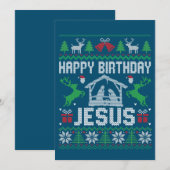 クリスマス衣装 誕生日おめでとう ジーザス 休暇 ダサい 招待状 (正面/裏面)