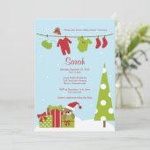 クリスマス衣類ラインのベビーシャワー招待状 招待状 (スタンド正面)