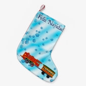 クリスマス表現- Feliz Navidad スモールクリスマスストッキング (正面 (吊り時))