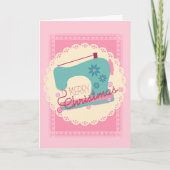 クリスマス裁縫の手作りの贈り物を縫う機械 シーズンカード (正面)