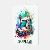 クリスマス裁縫マシパーソナライズされたン メタルオーナメント (正面左)