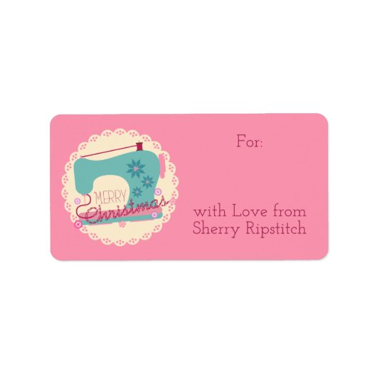 クリスマス裁縫機械は手作りの贈り物を縫い合わせる ラベル (正面)