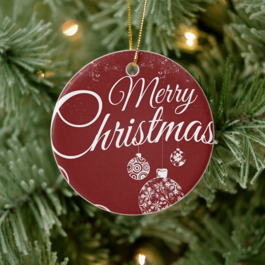 クリスマス装飾が施された美しい赤い壁紙 セラミックオーナメント (ツリー)