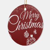 クリスマス装飾が施された美しい赤い壁紙 セラミックオーナメント (左)