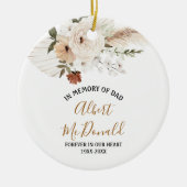 クリスマス装飾のパパに白いフローラ セラミックオーナメント (正面)