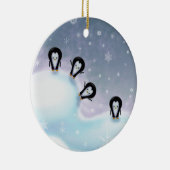 クリスマス装飾を有するおもしろいペンギン セラミックオーナメント (右)