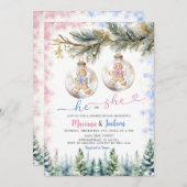 クリスマス装飾ジェンダーの明らかにする彼または彼女 招待状 (正面/裏面)