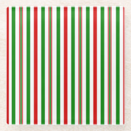 クリスマス装飾ストライプ品 ガラスコースター