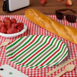 クリスマス装飾ストライプ品 ペーパープレート