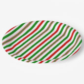 クリスマス装飾ストライプ品 ペーパープレート (アングル)